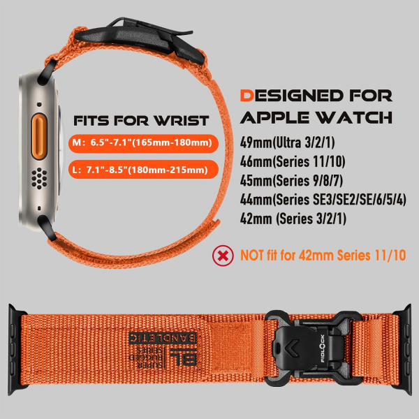 Bandletic Manyetik ��kart�labilir Naylon Kay�� 49mm (M)-Orange