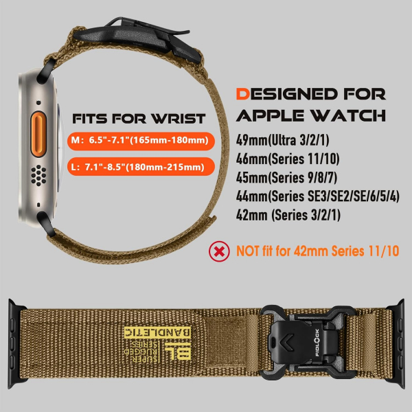 Bandletic Manyetik ��kart�labilir Naylon Kay�� 49mm (M)-Tan