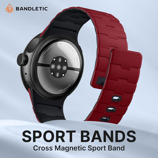Bandletic Pixel Watch 5 Manyetik Silikon Kay�� (41mm)-Red/Black