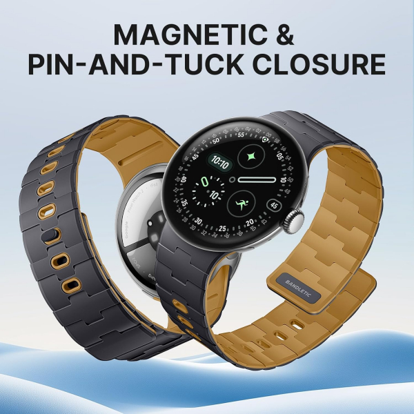 Bandletic Google Pixel Watch ile Uyumlu Silikon Kay��-Anthracite Gray/Ochre