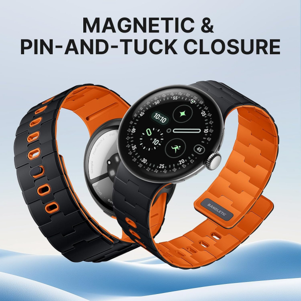 Bandletic Google Pixel Watch ile Uyumlu Silikon Kay��-Black/Orange