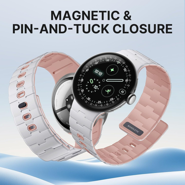 Bandletic Google Pixel Watch ile Uyumlu Silikon Kay��-White/Pink