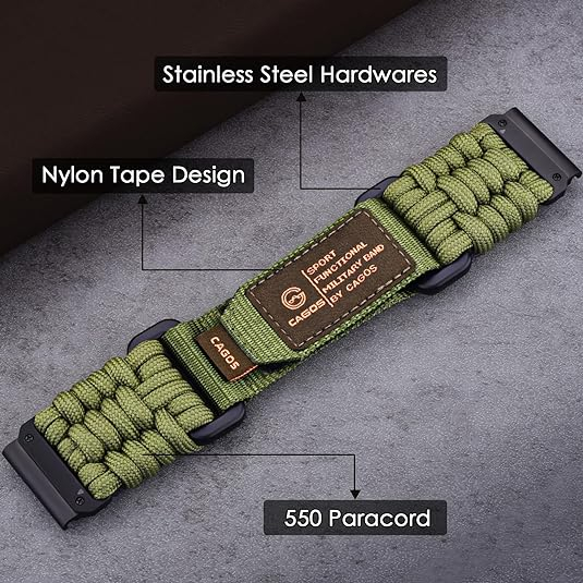 CAGOS Nylon Garmin Fenix 7X/6X/5X Kay -Army Green