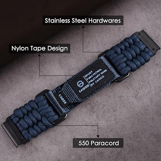 CAGOS Nylon Garmin Fenix 7X/6X/5X Kay -Blue