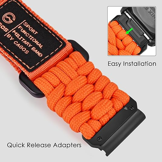 CAGOS Nylon Garmin Fenix 7X/6X/5X Kay -Orange