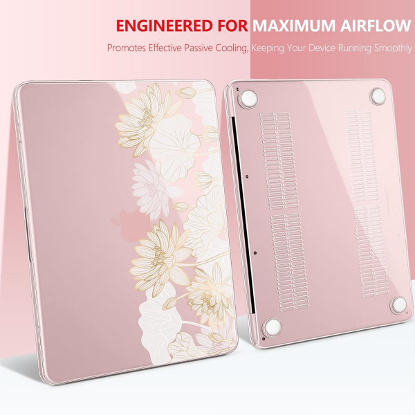 Batianda Botanical Serisi MacBook Neo Laptop K�l�f Seti-Gold Lotus