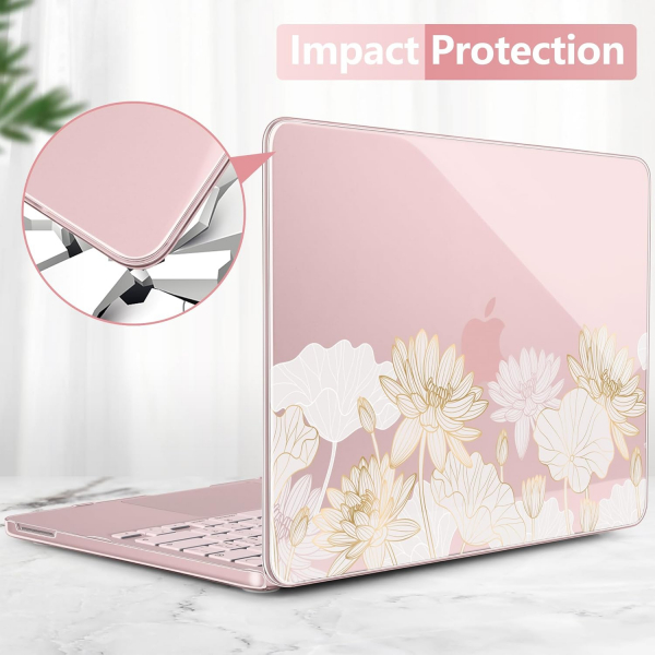 Batianda Botanical Serisi MacBook Neo Laptop K�l�f Seti-Gold Lotus