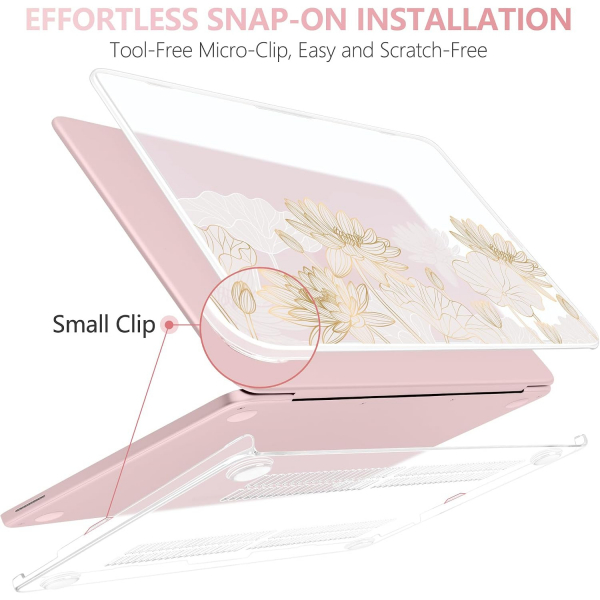 Batianda Botanical Serisi MacBook Neo Laptop K�l�f Seti-Gold Lotus