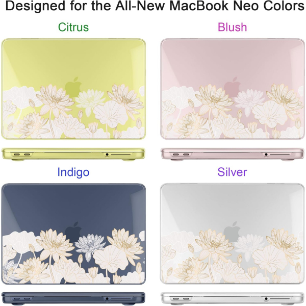 Batianda Botanical Serisi MacBook Neo Laptop K�l�f Seti-Gold Lotus