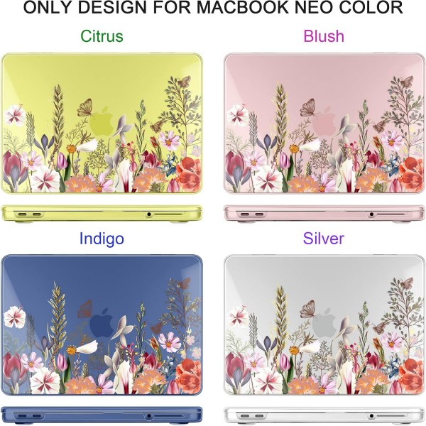 Batianda Botanical Serisi MacBook Neo Laptop K�l�f Seti-Whimsical Wildflower