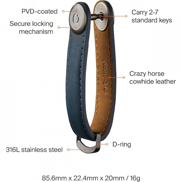 Orbitkey Deri Anahtar Dzenleyici -Marine Blue