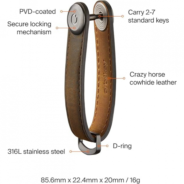 Orbitkey Deri Anahtar Dzenleyici -Oak Brown