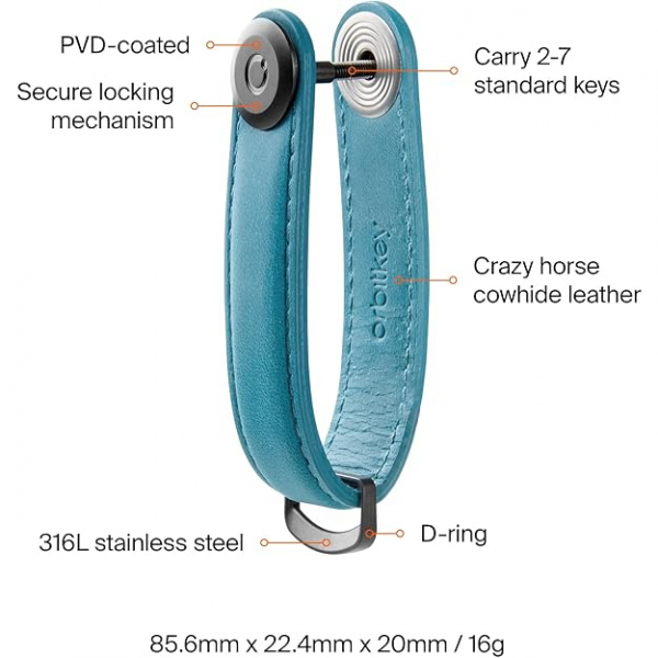 Orbitkey Deri Anahtar Dzenleyici -Teal 