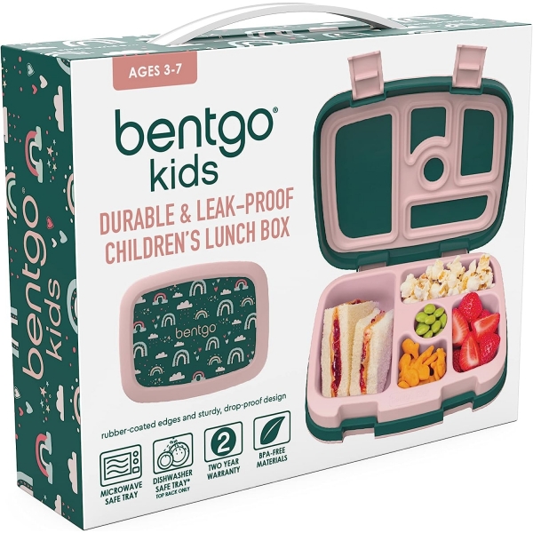 Bentgo Kids Blmeli Beslenme Kutusu (Green Rainbow)