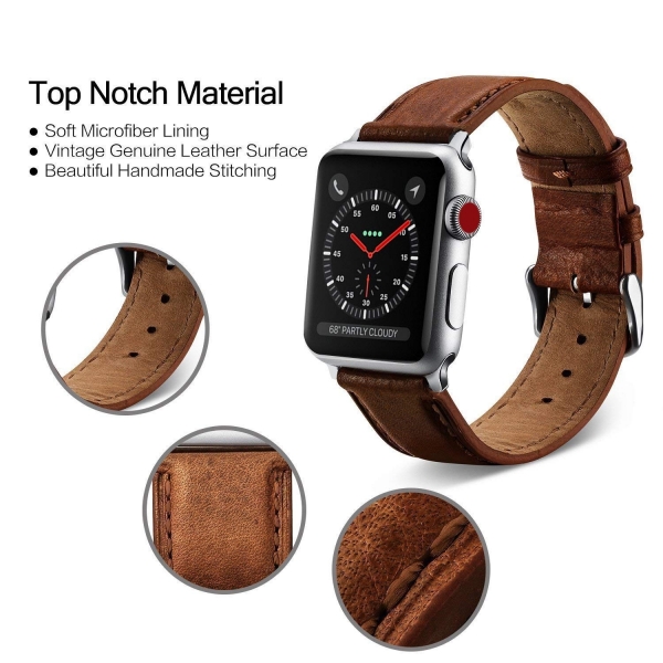 Benuo Apple Watch Series 3 Deri Kay (42mm)-Dark Brown