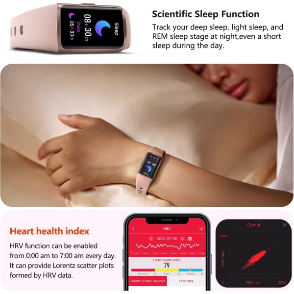 MorePro Fitness Tracker Aktivite Akll Saat-Pink