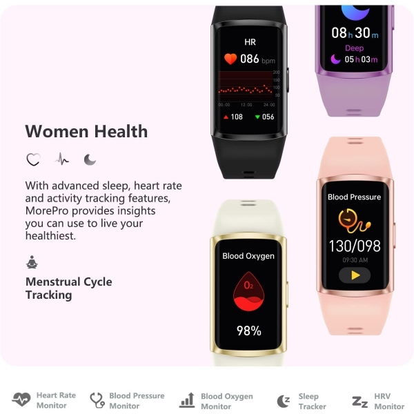 MorePro Fitness Tracker Aktivite Akll Saat-Pink