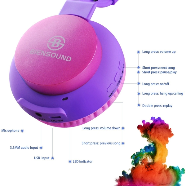 Biensound BT60 Kulak st Kulaklk-Purple-Pink