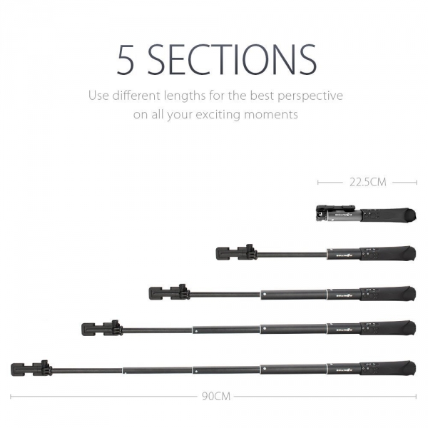 BlitzWolf Bluetooth Selfie Stick-Sky Blue