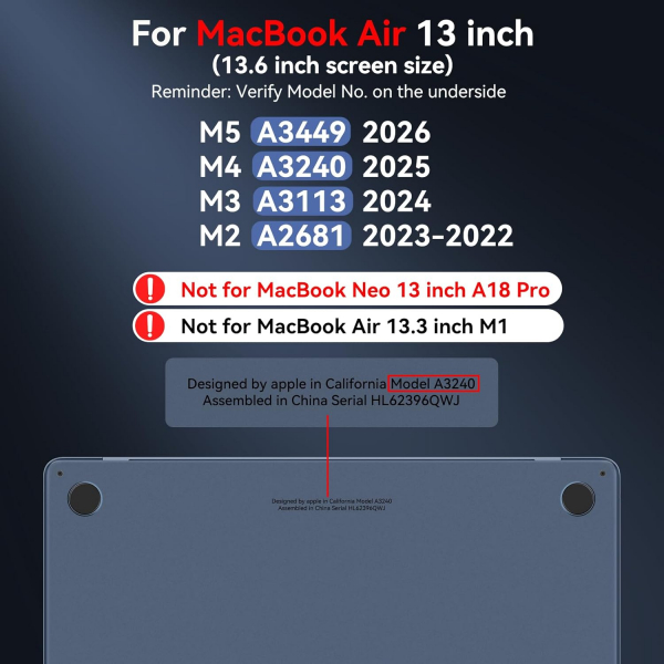 BlueSwan Anti-Cracking MacBook Air K�l�f� (13.6 �n�)-Frosted Black