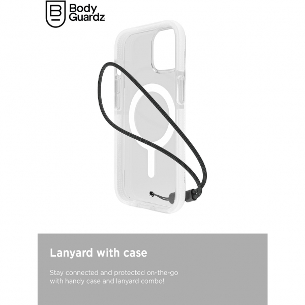 BodyGuardz Ace Pro Serisi Apple iPhone 15 MagSafe Uyumlu Klf (MIL-STD-810G)-Clear White