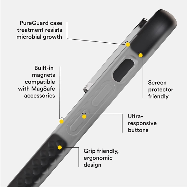 BodyGuardz Ace Pro Serisi iPhone 14 Pro Max MagSafe Uyumlu Klf -Clear Black
