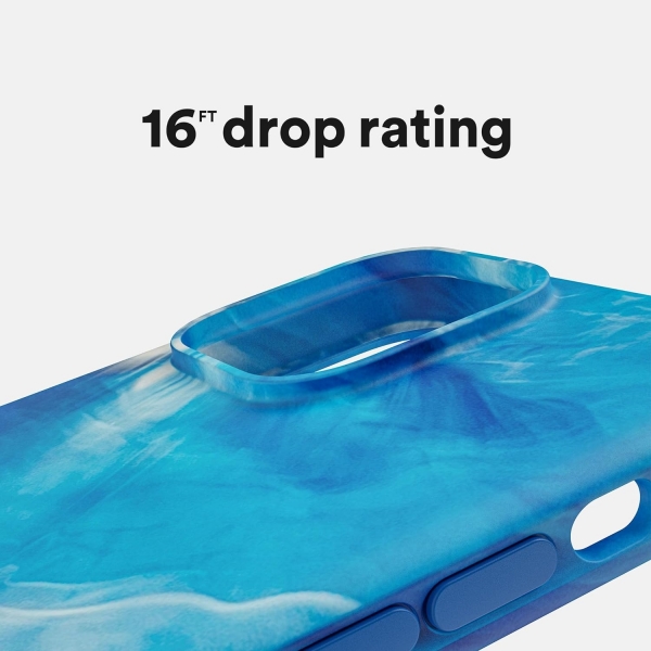 BodyGuardz Carve Marble Serisi Apple iPhone 15 Pro Max Klf(MIL-STD-810G)-Blue