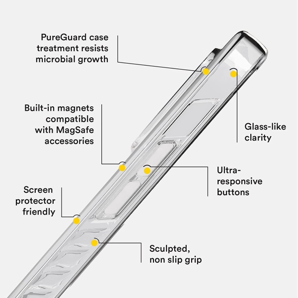 BodyGuardz Carve Serisi iPhone 14 Pro Max effaf Klf-Clear