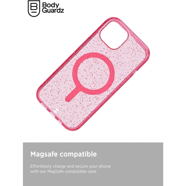 BodyGuardz Carve Serisi Apple iPhone 15 effaf Klf-Pink Glitter