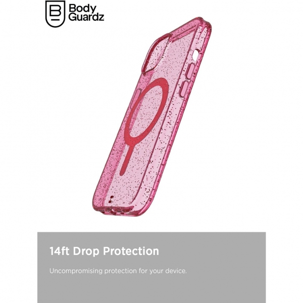 BodyGuardz Carve Serisi Apple iPhone 15 effaf Klf-Pink Glitter