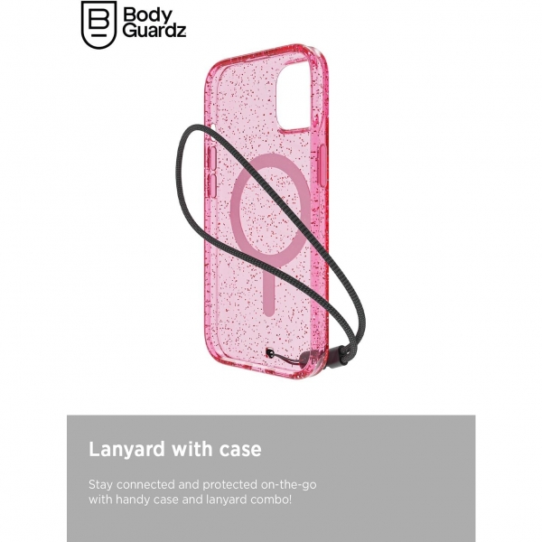 BodyGuardz Carve Serisi Apple iPhone 15 effaf Klf-Pink Glitter