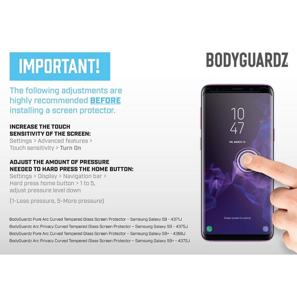 BodyGuardz Galaxy S9 Pure Arc Cam Ekran Koruyucu