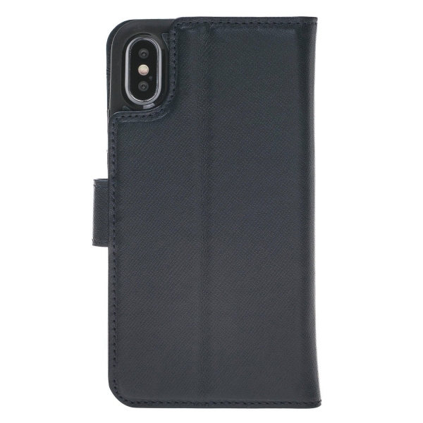 Burkley Case iPhone X Deri C�zdan K�l�f-Saffiano Navy Blue