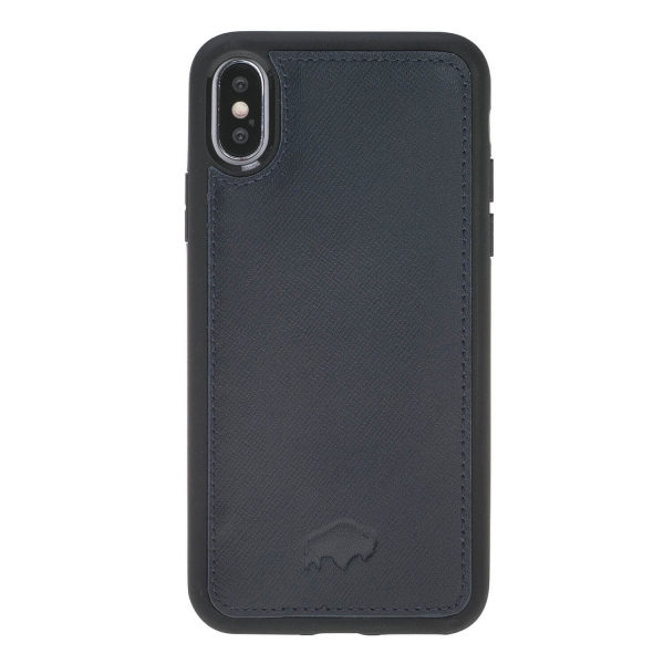 Burkley Case iPhone X Deri C�zdan K�l�f-Saffiano Navy Blue