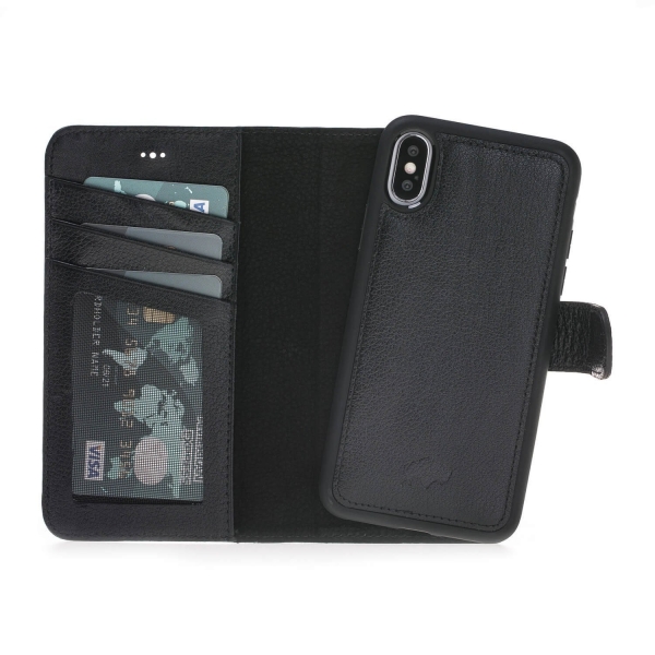 Burkley Case iPhone X Deri C�zdan K�l�f-Pebble Black