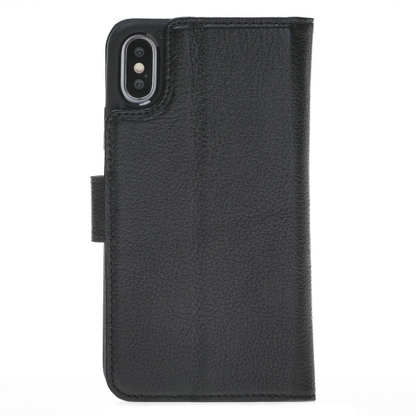 Burkley Case iPhone X Deri Czdan Klf-Pebble Black
