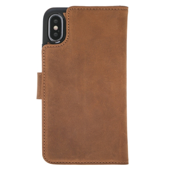 Burkley Case iPhone X Deri C�zdan K�l�f-Antique Camel