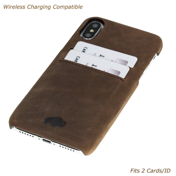 Burkley Case iPhone X Snap-On Deri Czdan Klf-Antique Coffee