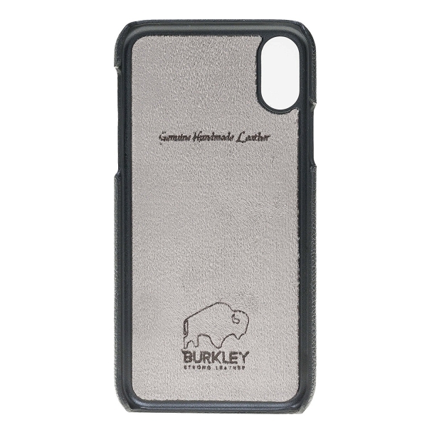 Burkley Case iPhone X Snap-On Deri Czdan Klf-Pebble Black