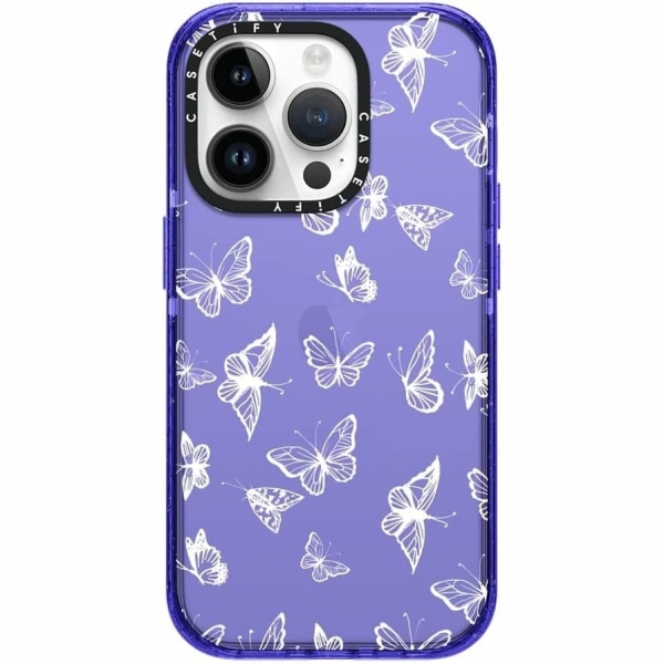 CASETiFY Apple iPhone 14 Pro Darbeli Klf (MIL-STD-810G)-White Butterfly