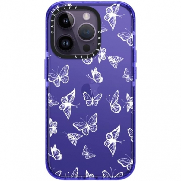 CASETiFY Apple iPhone 14 Pro Darbeli Klf (MIL-STD-810G)-White Butterfly