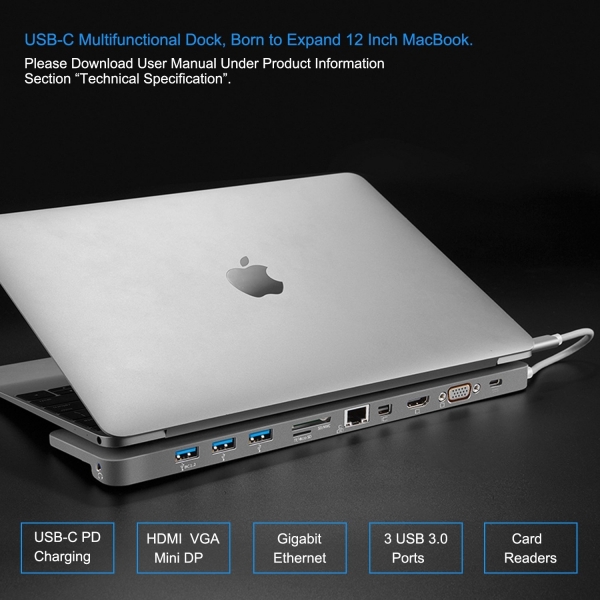 CableCreation MacBook USB-C Type C 4K Adaptr (12 in/Gri)