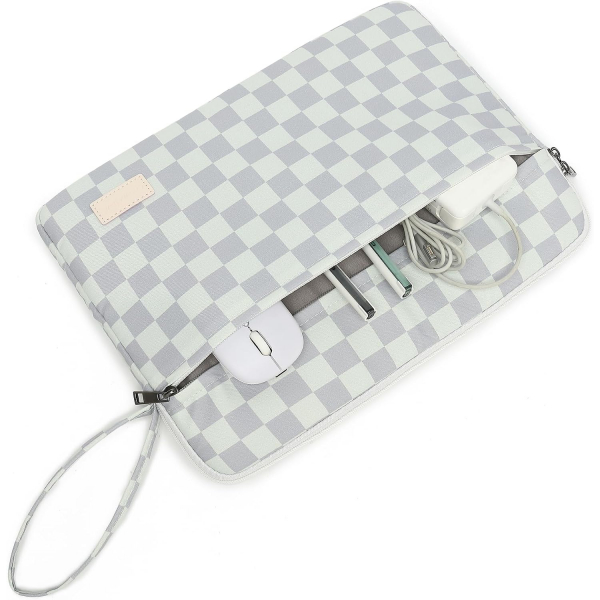 Canvaslove Laptop �antas� (15 in�)-Light Green Grid With Strap