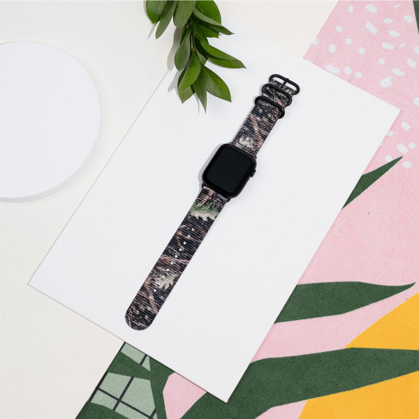 Carterjett Apple Watch Uyumlu Hiking Trail Nato Kay��-Stealth Woods