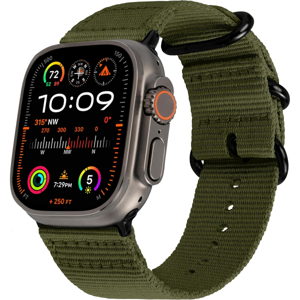 Carterjett Apple Watch Uyumlu Hiking Trail Nato Kay��-Army Green
