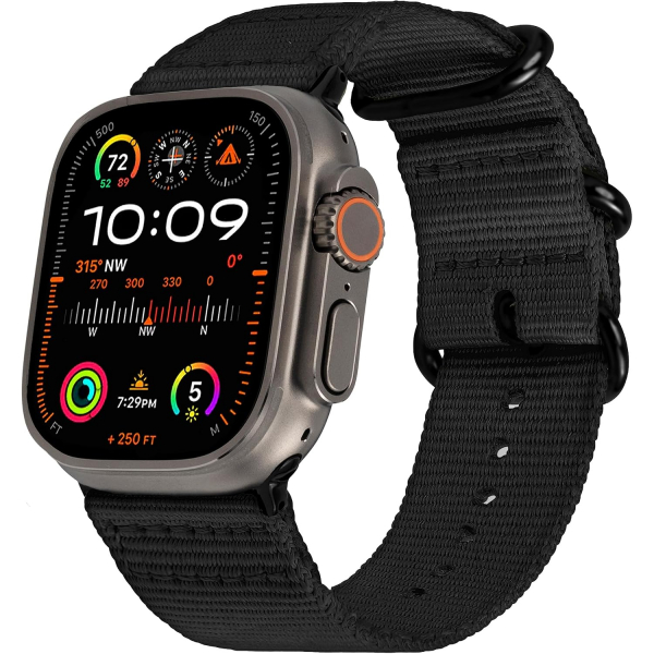 Carterjett Apple Watch Uyumlu Hiking Trail Nato Kay��-Black