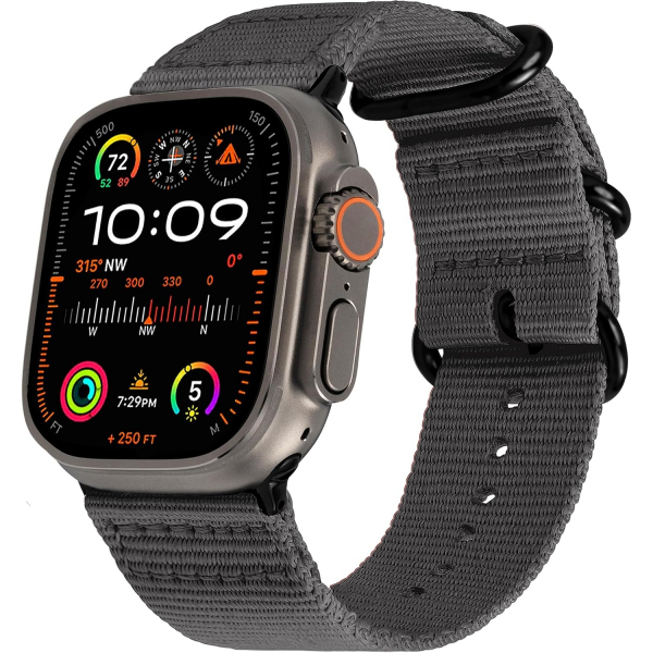 Carterjett Apple Watch Uyumlu Hiking Trail Nato Kay��-Casper Gray