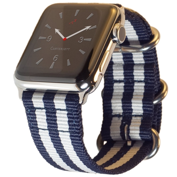 Carterjett Apple Watch NATO Kay (42mm)-Blue White Nylon