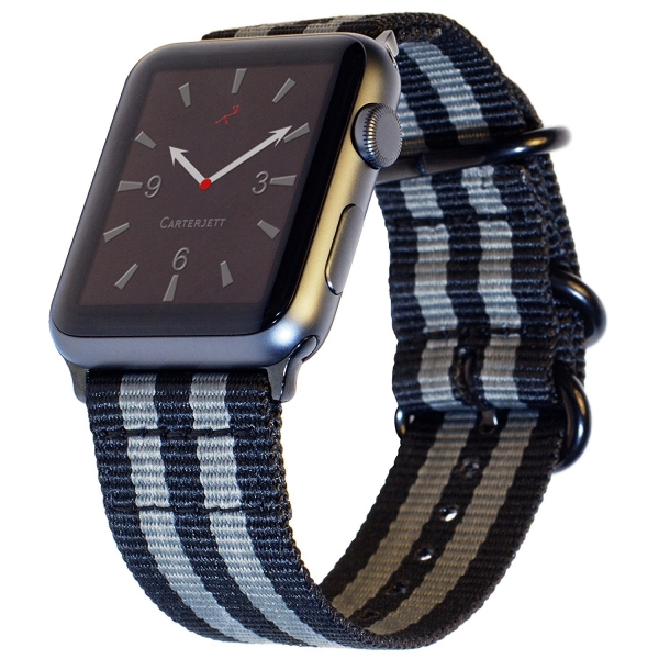 Carterjett Apple Watch NATO Kay (42mm)-Gray Black Nylon