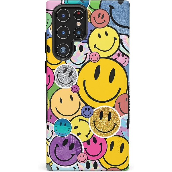Casely Samsung Galaxy S22 Ultra K�l�f (MIL-STD-810G)-Smiley Face Sticker